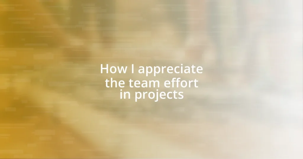 How I appreciate the team effort in projects