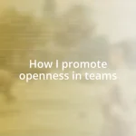 How I promote openness in teams