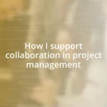 How I support collaboration in project management