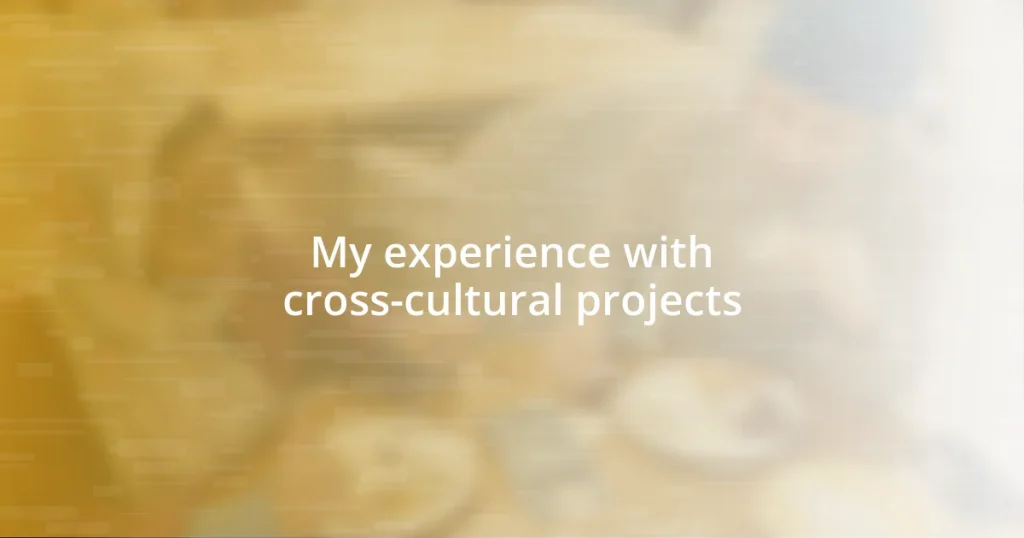 My experience with cross-cultural projects