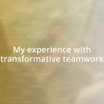 My experience with transformative teamwork