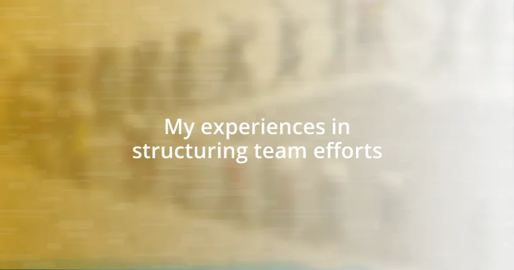 My experiences in structuring team efforts