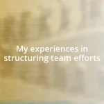 My experiences in structuring team efforts