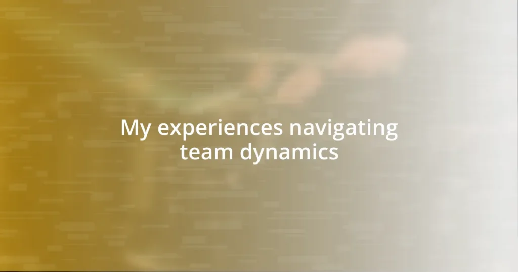 My experiences navigating team dynamics