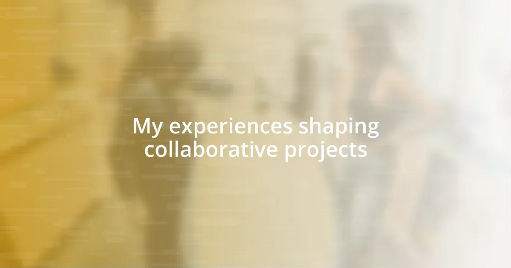 My experiences shaping collaborative projects