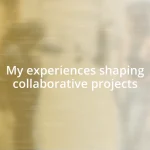 My experiences shaping collaborative projects