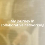 My journey in collaborative networking