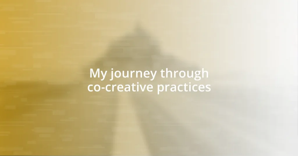 My journey through co-creative practices