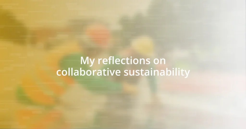 My reflections on collaborative sustainability