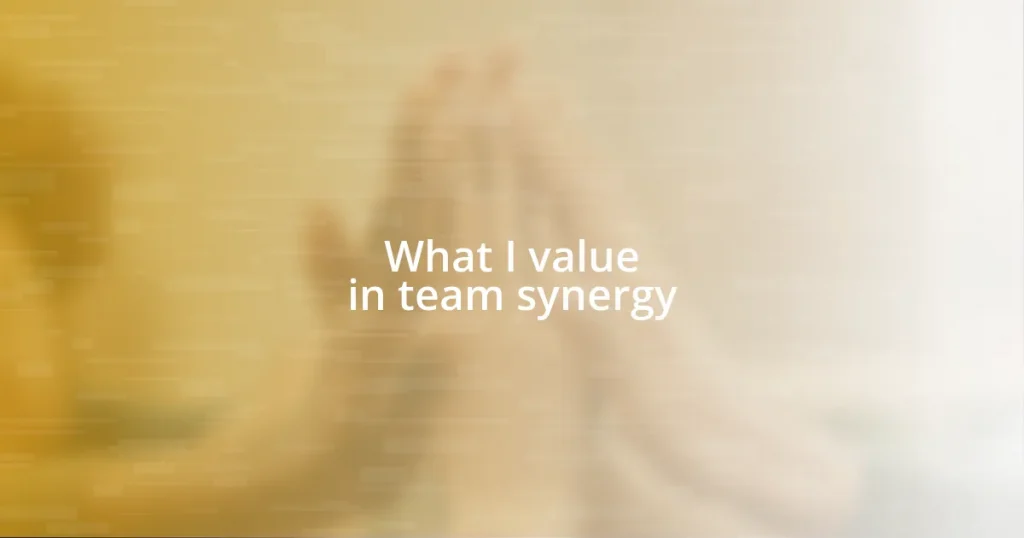 What I value in team synergy