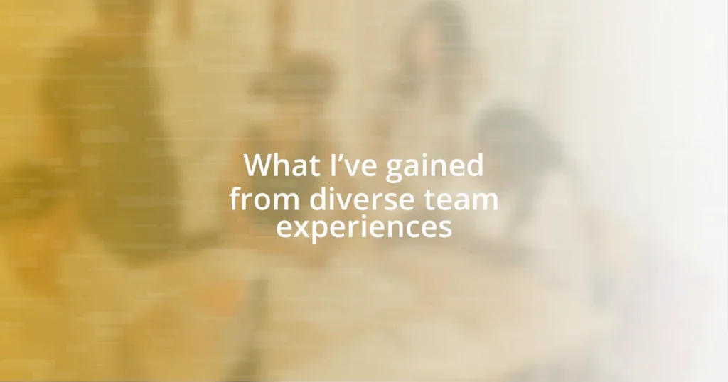 What I’ve gained from diverse team experiences
