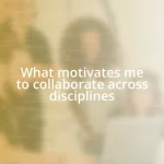 What motivates me to collaborate across disciplines