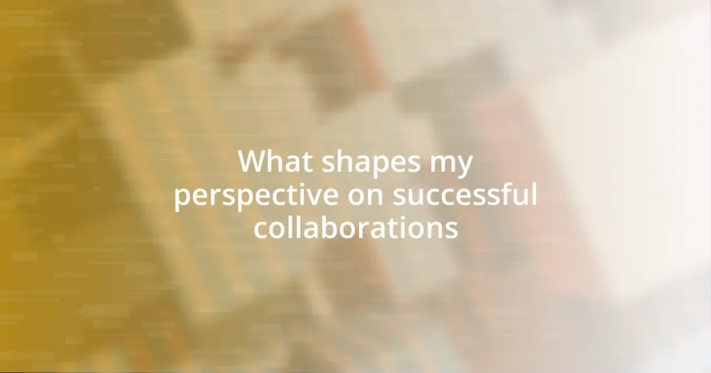 What shapes my perspective on successful collaborations