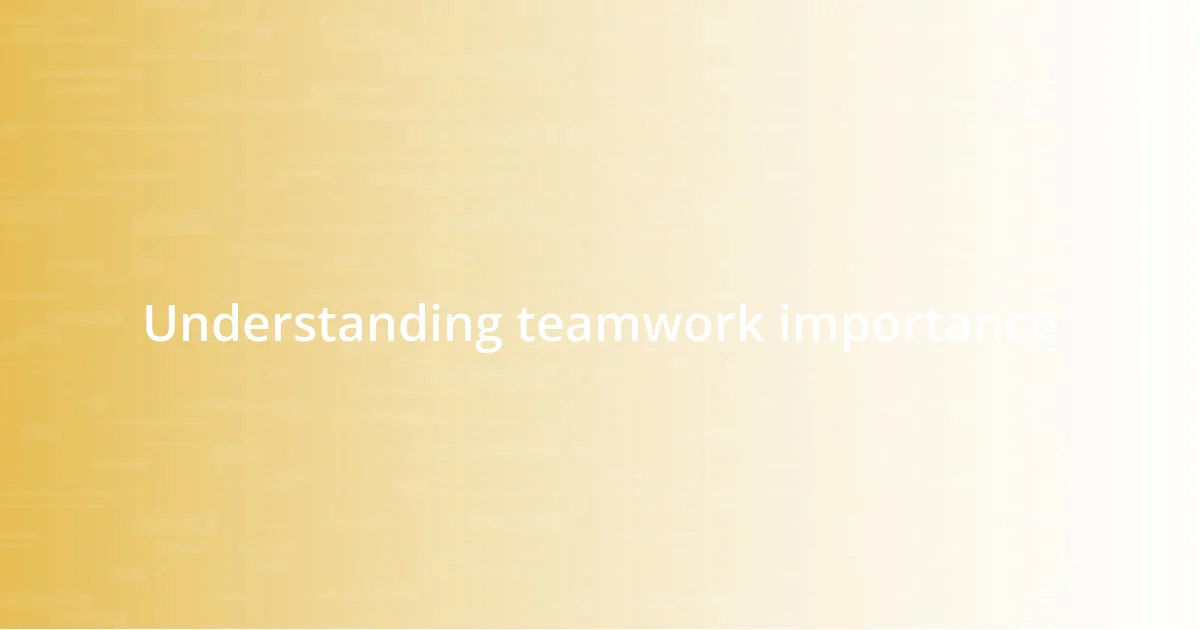 Understanding teamwork importance