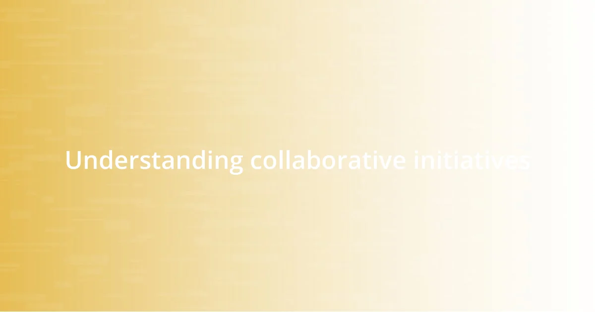 Understanding collaborative initiatives