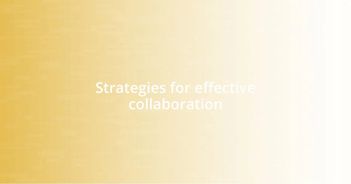 Strategies for effective collaboration