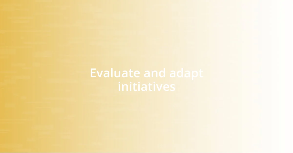 Evaluate and adapt initiatives