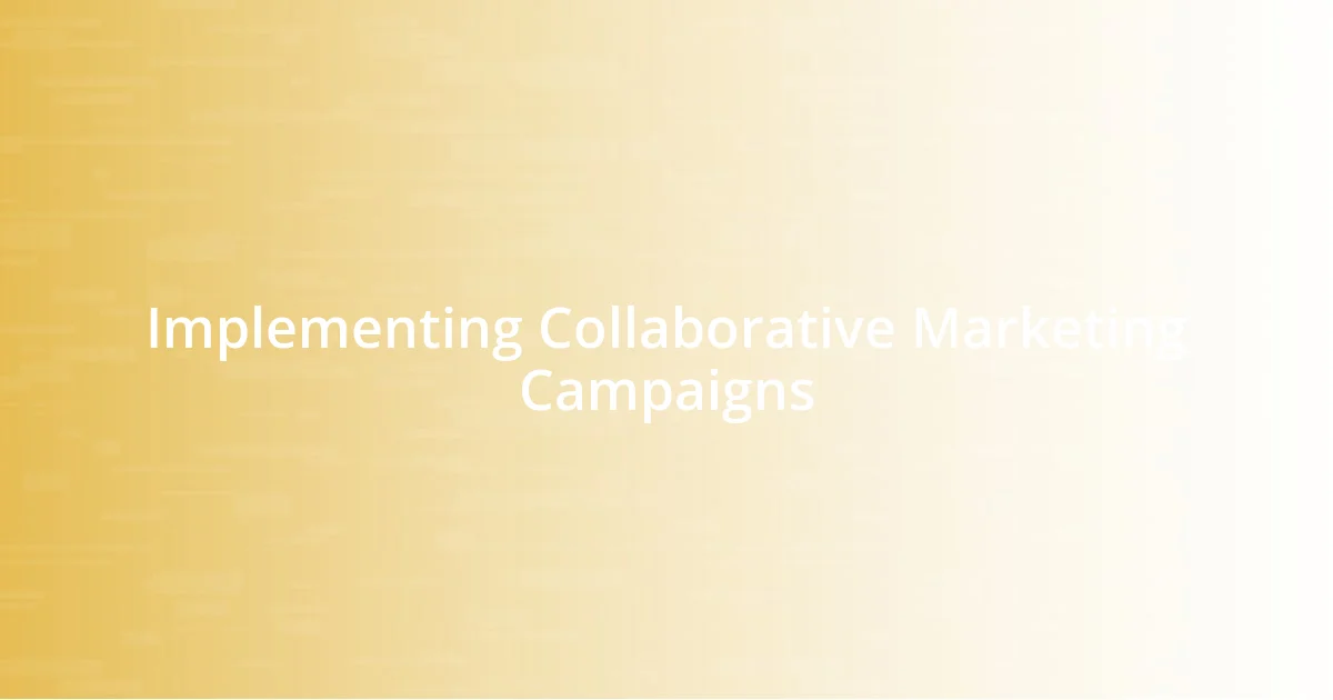 Implementing Collaborative Marketing Campaigns