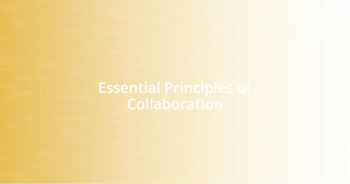 Essential Principles of Collaboration