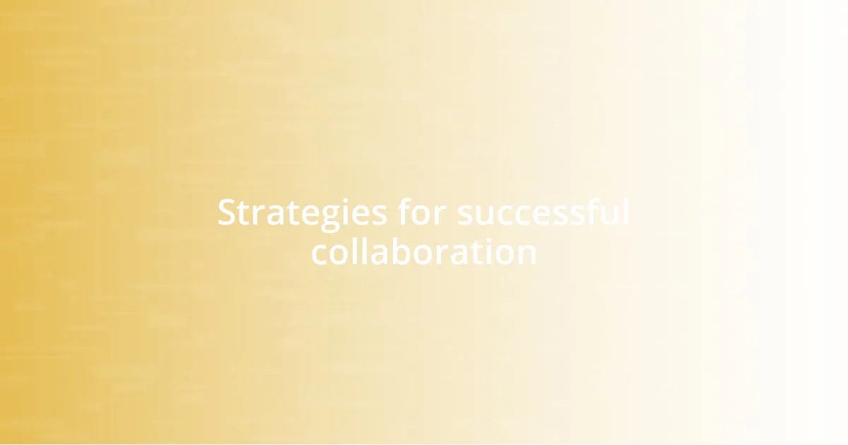 Strategies for successful collaboration