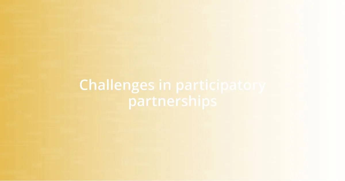 Challenges in participatory partnerships