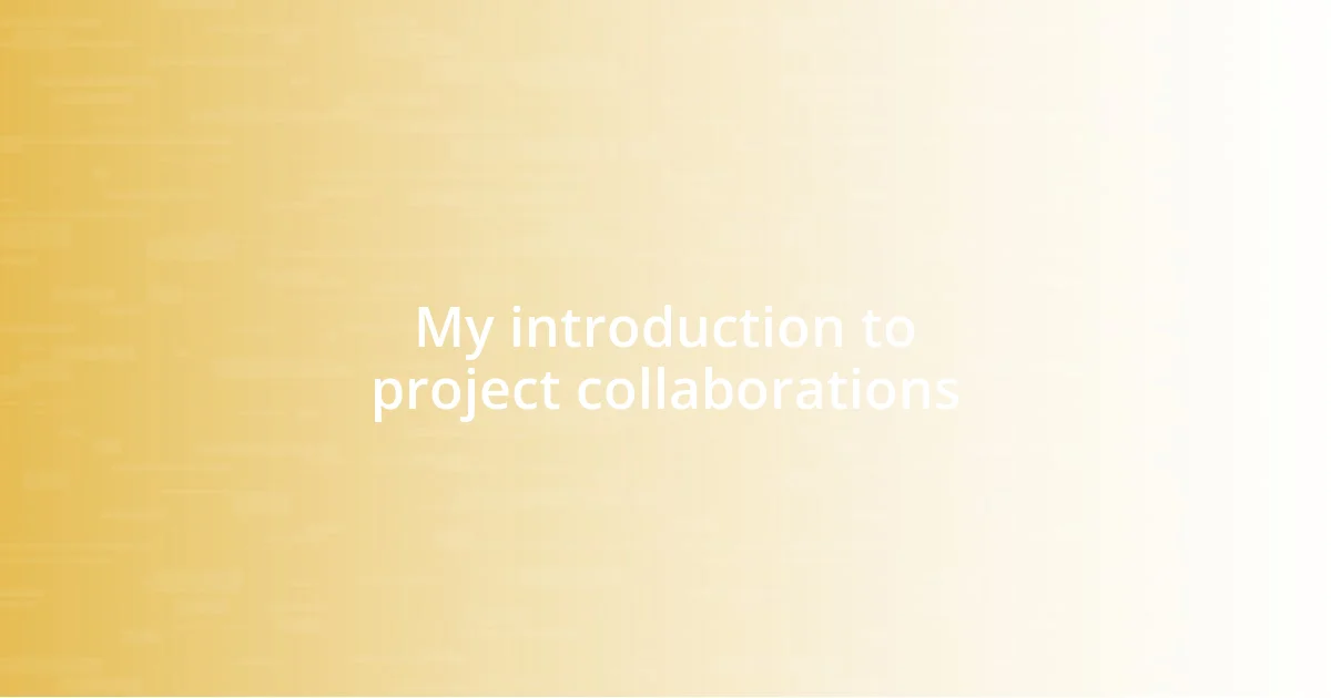 My introduction to project collaborations