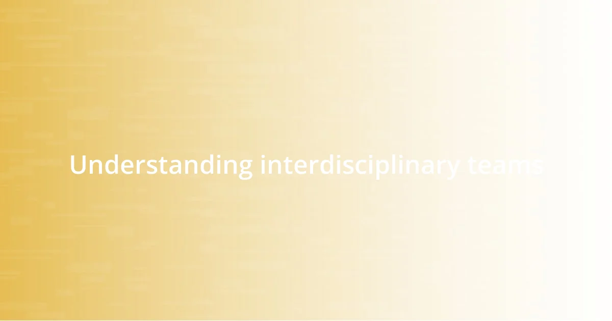 Understanding interdisciplinary teams