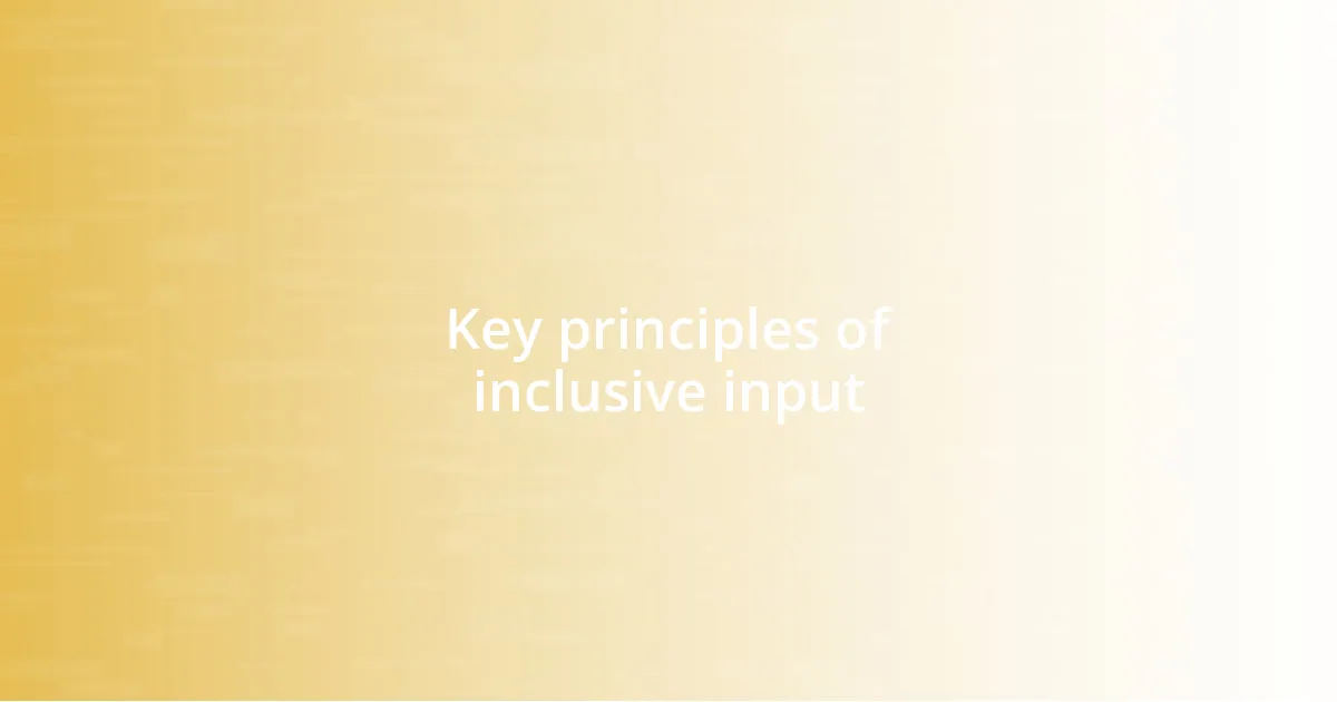 Key principles of inclusive input