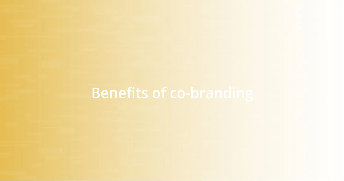 Benefits of co-branding